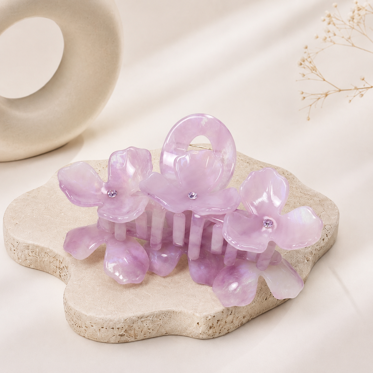 Acetate Crystal Flower Hair Claw